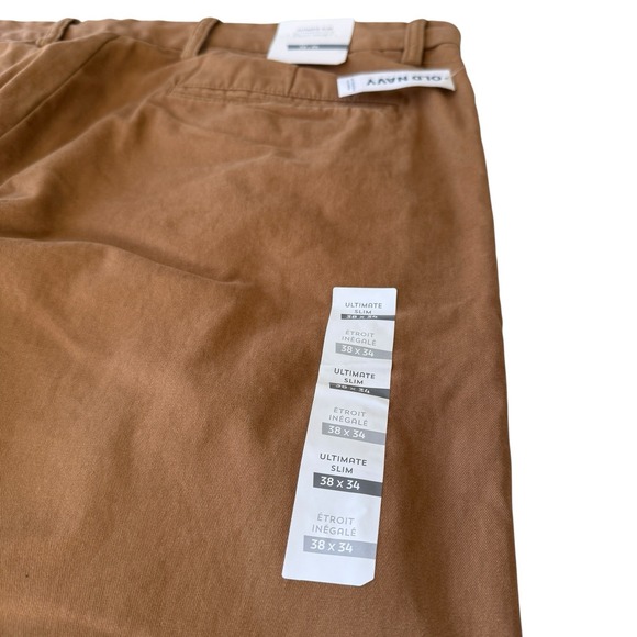 NWT Old Navy Ultimate Slim Pants Brown Cotton Chino Minimalist Men's 38x34 - Picture 6 of 11
